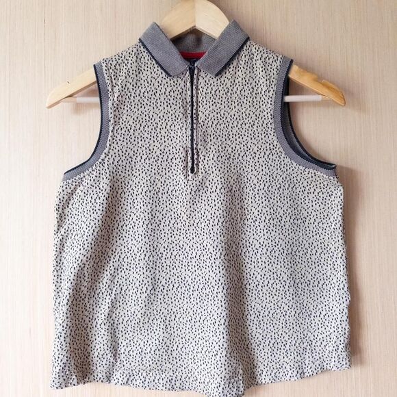 Jamie Sadock Vintage‎ 90s sleeveless collared zip up with tiny animal print - Picture 1 of 6